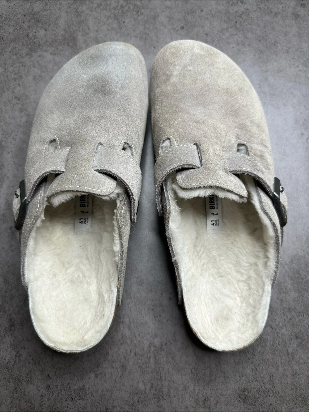 Birkenstock Boston Shearling Suede Clogs Size 41